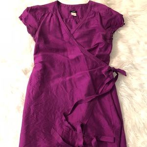 100% silk fuscia J. Crew wrap dress